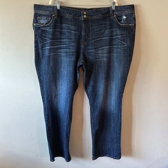 Kut From The Kloth Cameron Straight Leg Jeans Women's Sz 24W Dark Wash Mid Rise - Picture 1 of 16